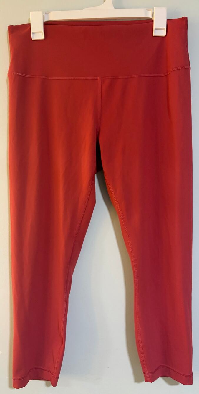 Lululemon Wunder Train High Rise Crop 23" Leggings Size 14 Red LW6BNFS